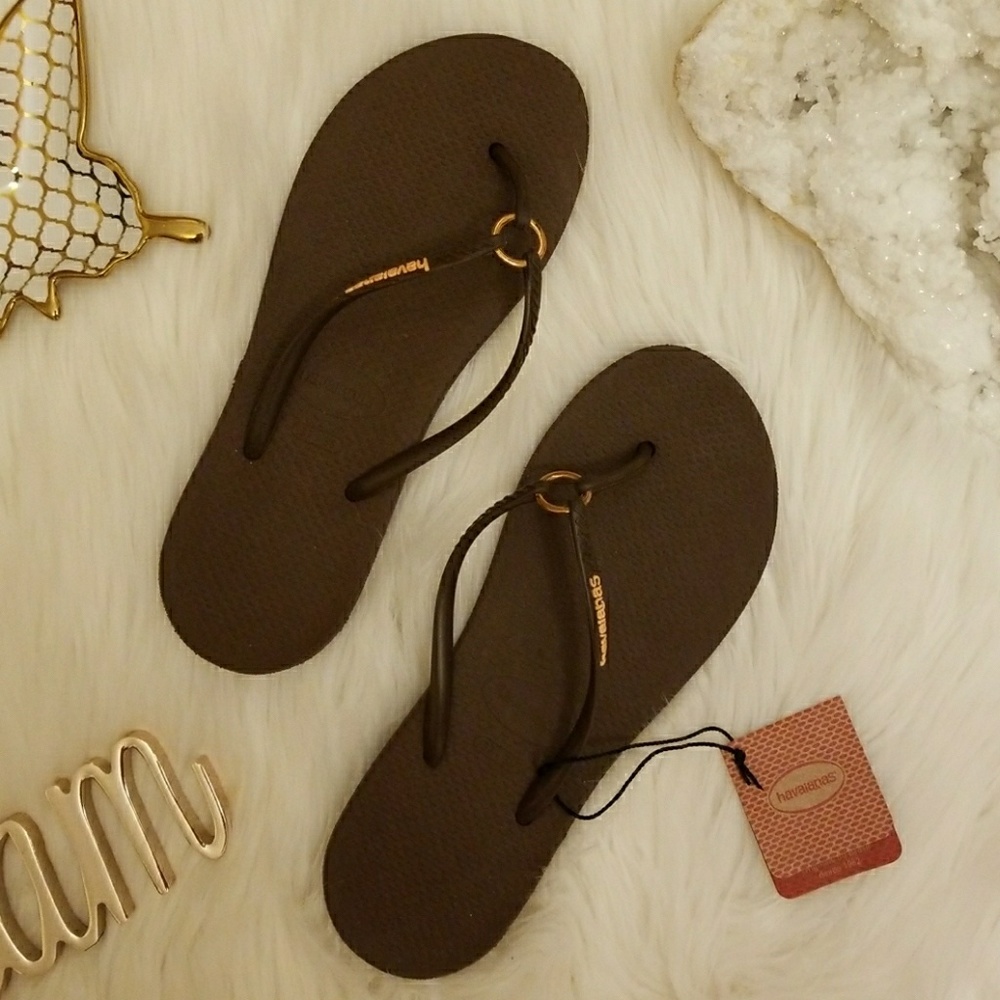 Havaianas Brown Slim Sandals Flip Flops 7/8 37/8